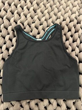 Ivivva Black Athletic Cropped Tank Top with Blue Trim